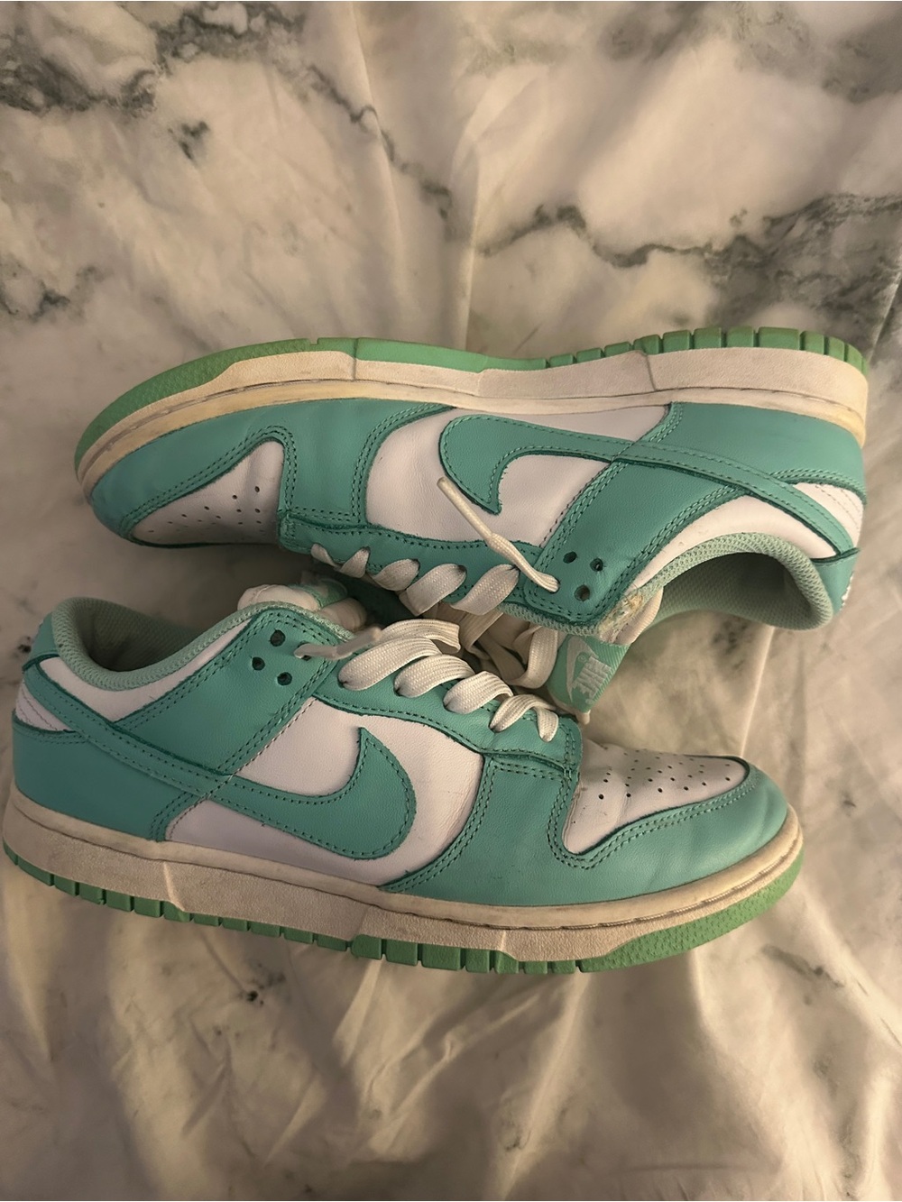 Nike Dunks Teal and White Low-Top Sneakers